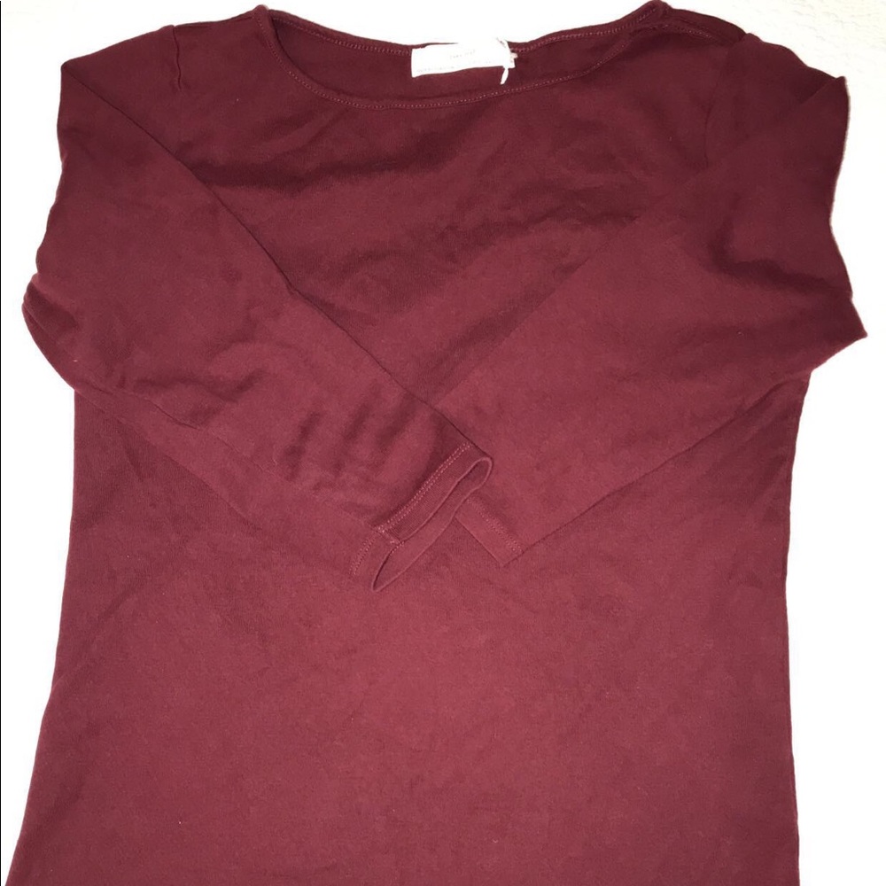ZARA THREE QUARTER SLEEVE BURGUNDY TOP